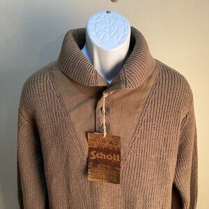 NWT Schott Men's Wool green National Geographic Shawl Sweater Medium M NEW